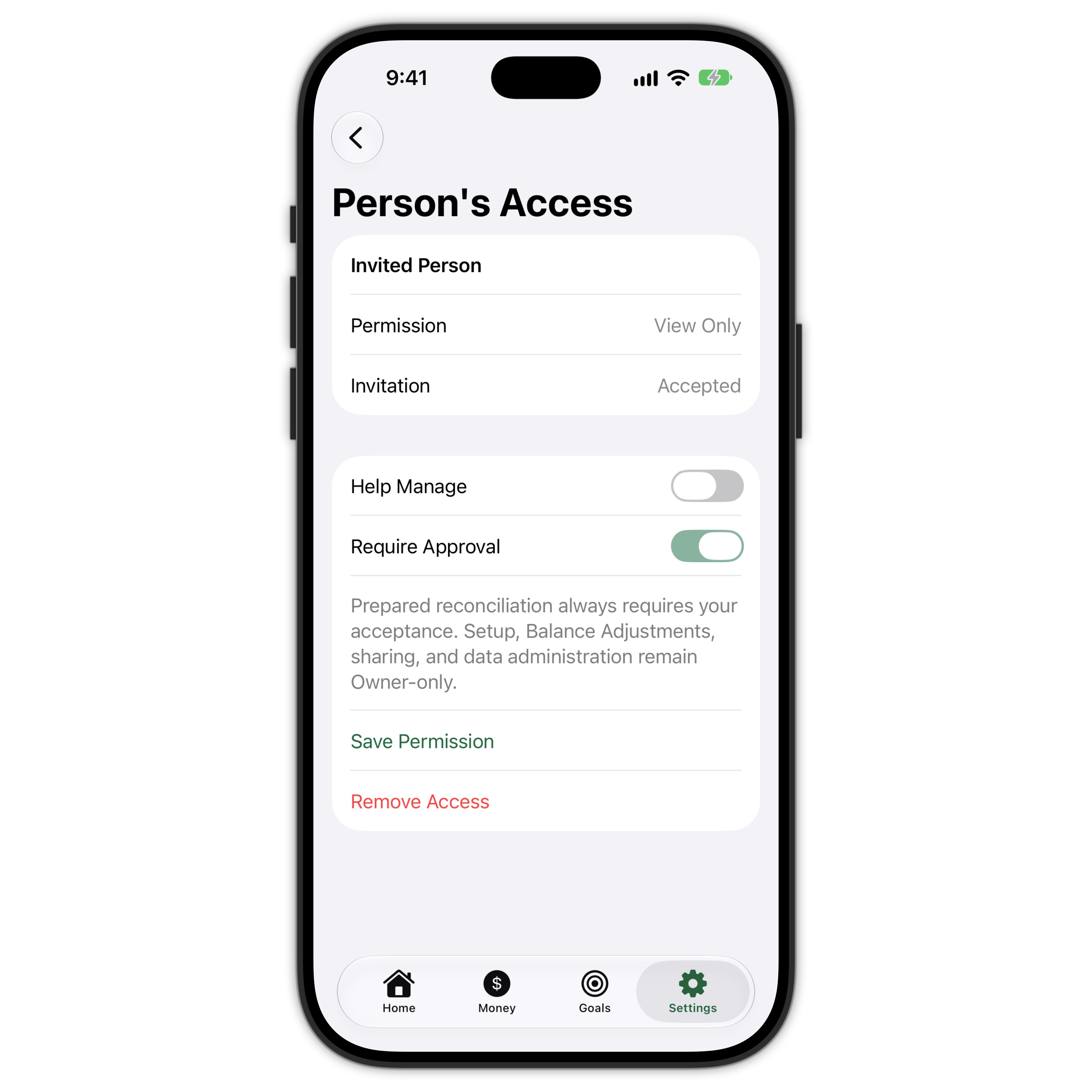 Lily Money Trusted Access controls